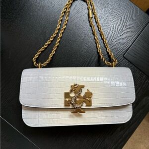 Tory Burch Eleanor Embosses Rectangular Bag in Misty Cloud/Warm White